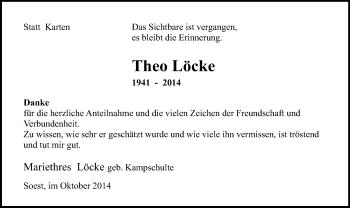Todesanzeige von Theo Löcke von MZV