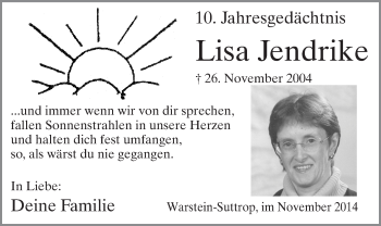 Todesanzeige von Lisa Jendrike von MZV