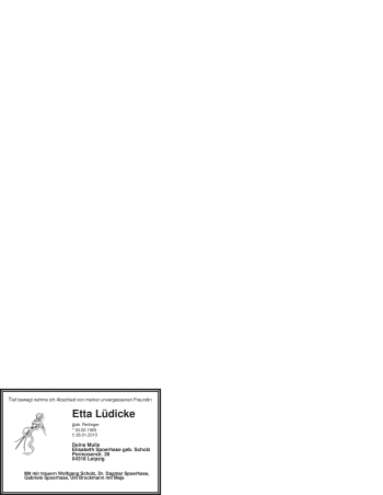 Todesanzeige von Etta Lüdicke von WESTFÄLISCHER ANZEIGER
