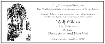 Todesanzeige von Rolf Eilers von WESTFÄLISCHER ANZEIGER