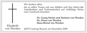 Todesanzeige von Elisabeth Werden von WESTFÄLISCHER ANZEIGER