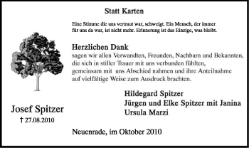 Todesanzeige von Josef Spitzer von WESTFÄLISCHER ANZEIGER