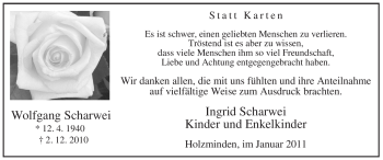 Todesanzeige von Wolfgang Scharwei von WESTFÄLISCHER ANZEIGER
