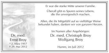 Todesanzeige von Ernst Broy von WESTFÄLISCHER ANZEIGER