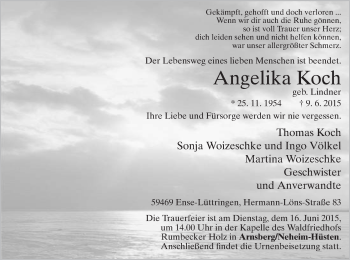 Todesanzeige von Angelika Koch von MZV