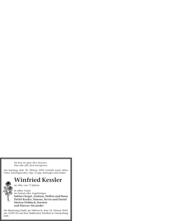 Todesanzeige von Winfried Kessler von WESTFÄLISCHER ANZEIGER