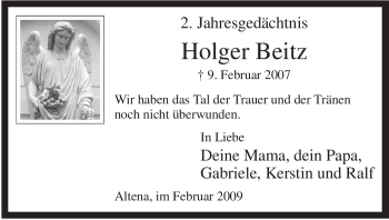Todesanzeige von Holger Beitz von WESTFÄLISCHER ANZEIGER