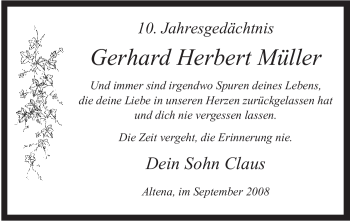 Todesanzeige von Gerhard Herbert Müller von WESTFÄLISCHER ANZEIGER