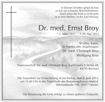 Todesanzeige von Ernst Broy von WESTFÄLISCHER ANZEIGER