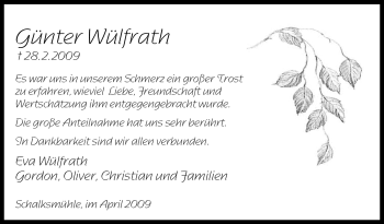 Todesanzeige von Günter Wülfrath von WESTFÄLISCHER ANZEIGER