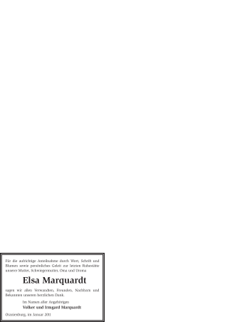 Todesanzeige von Elsa Marquardt von WESTFÄLISCHER ANZEIGER