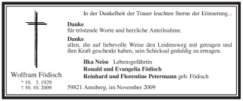 Todesanzeige von Wolfram Födisch von WESTFÄLISCHER ANZEIGER