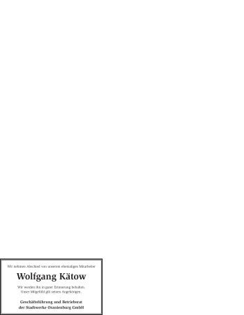 Todesanzeige von Wolfgang Kätow von WESTFÄLISCHER ANZEIGER