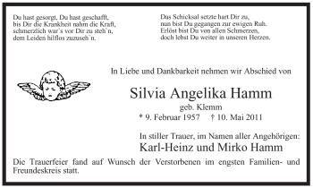 Todesanzeige von Silvia Angelika Hamm von WESTFÄLISCHER ANZEIGER