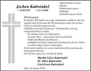 Todesanzeige von Jochen Kattwinkel von WESTFÄLISCHER ANZEIGER