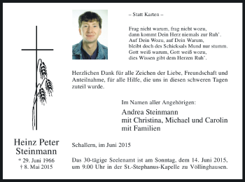 Todesanzeige von Heinz Peter Steinmann von MZV
