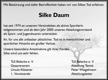 Todesanzeige von Silke Daum von WESTFÄLISCHER ANZEIGER