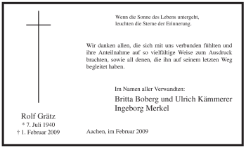 Todesanzeige von Rolf Grätz von WESTFÄLISCHER ANZEIGER