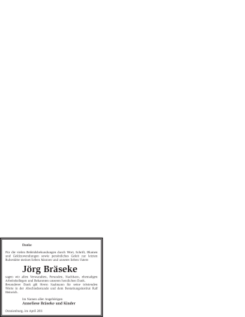 Todesanzeige von Jörg Bräseke von WESTFÄLISCHER ANZEIGER