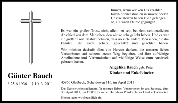 Todesanzeige von Günter Bauch von WESTFÄLISCHER ANZEIGER