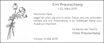 Todesanzeige von Erni Braunschweig von MZV