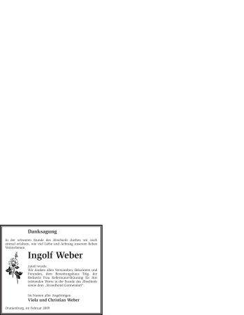 Todesanzeige von Ingolf Weber von WESTFÄLISCHER ANZEIGER