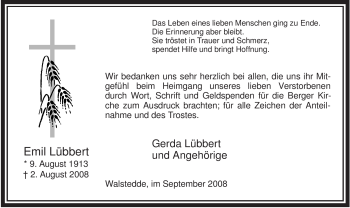 Todesanzeige von Emil Lübbert von WESTFÄLISCHER ANZEIGER