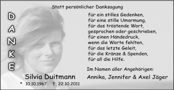Todesanzeige von Silvia Duitmann von WESTFÄLISCHER ANZEIGER
