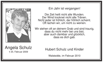 Todesanzeige von Angela Schulz von WESTFÄLISCHER ANZEIGER