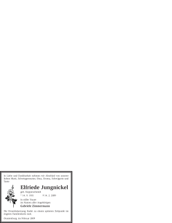 Todesanzeige von Elfriede Jungnickel von WESTFÄLISCHER ANZEIGER