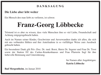 Todesanzeige von Franz-Georg Löbbecke von WESTFÄLISCHER ANZEIGER