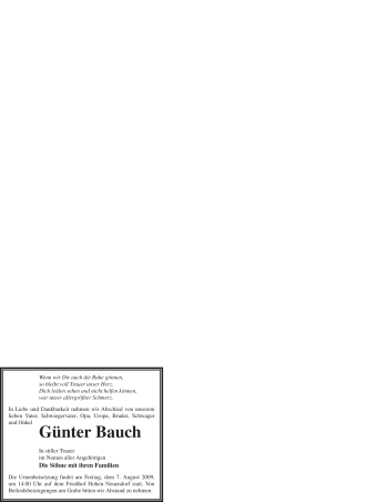 Todesanzeige von Günter Bauch von WESTFÄLISCHER ANZEIGER