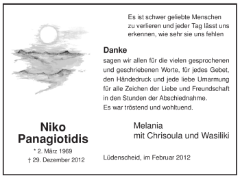 Todesanzeige von Niko Panagiotidis von WESTFÄLISCHER ANZEIGER