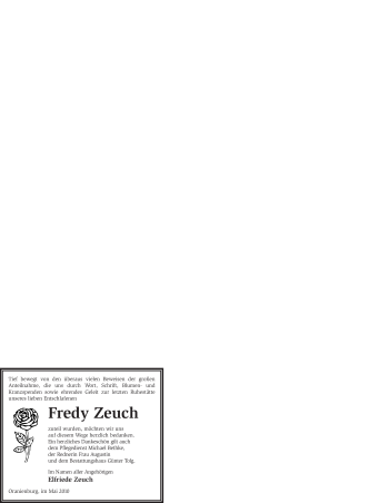 Todesanzeige von Fredy Zeuch von WESTFÄLISCHER ANZEIGER