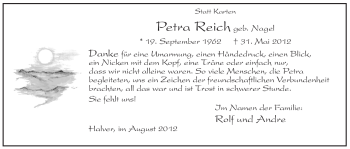 Todesanzeige von Petra Reich von WESTFÄLISCHER ANZEIGER