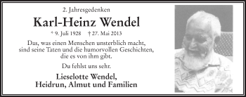 Todesanzeige von Karl-Heinz Wendel von MZV