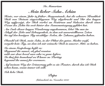 Todesanzeige von Achim Unbekannt von WESTFÄLISCHER ANZEIGER