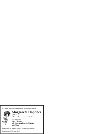Todesanzeige von Margarete Höppner von WESTFÄLISCHER ANZEIGER