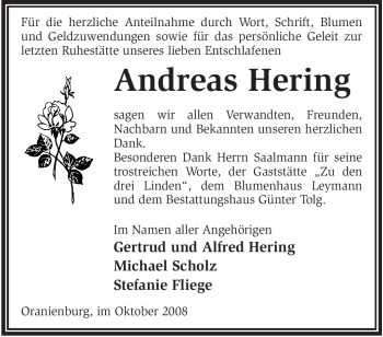 Todesanzeige von Andreas Hering von WESTFÄLISCHER ANZEIGER