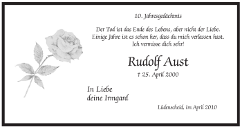 Todesanzeige von Rudolf Aust von WESTFÄLISCHER ANZEIGER