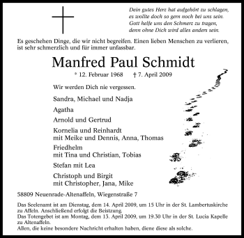 Todesanzeige von Manfred Paul Schmidt von WESTFÄLISCHER ANZEIGER