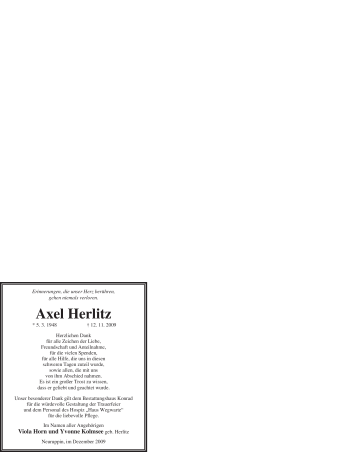Todesanzeige von Axel Herlitz von WESTFÄLISCHER ANZEIGER
