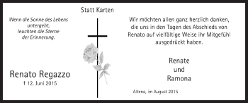 Todesanzeige von Renato Regazzo von MZV