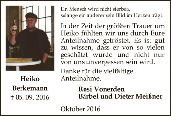 Todesanzeige von Heiko Berkemann von MZV