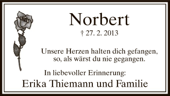 Todesanzeige von Norbert Thiemann von MZV