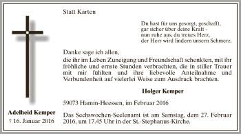 Todesanzeige von Adelheid Kemper von MZV