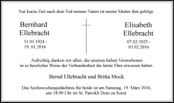 Todesanzeige von Bernd und Elisabeth Ellebracht von MZV