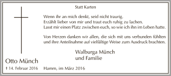 Todesanzeige von Otto Münch von MZV