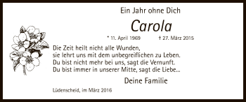 Todesanzeige von Carola  von MZV