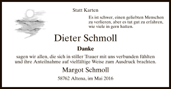 Todesanzeige von Dieter Schmoll von MZV